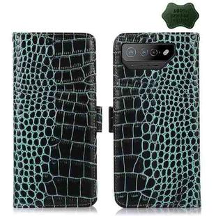 For Asus ROG Phone 7 Crocodile Top Layer Cowhide Leather Phone Case(Green)