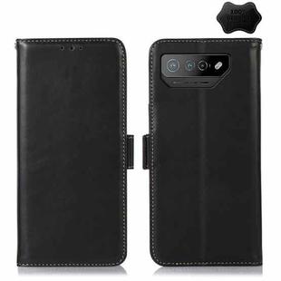 For Asus ROG Phone 7 Crazy Horse Top Layer Cowhide Leather Phone Case(Black)