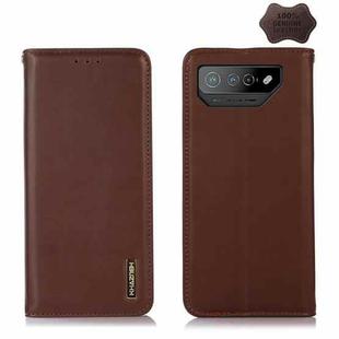 For Asus ROG Phone 7 KHAZNEH Nappa Top Layer Cowhide Leather Phone Case(Brown)