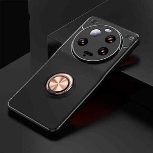 For Xiaomi 13 Ultra Metal Ring Holder TPU Phone Case(Black+Gold)