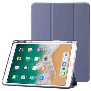 Clear Acrylic 3-Fold Leather Tablet Case For iPad 10.2 2019 / 10.2 2020 / 10.2 2021 / Pro 10.5 2017 / Air 10.5 2019(Lavender Purple)