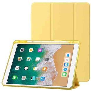 Clear Acrylic 3-Fold Leather Tablet Case For iPad 10.2 2019 / 10.2 2020 / 10.2 2021 / Pro 10.5 2017 / Air 10.5 2019(Yellow)