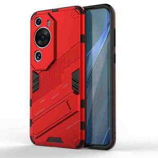 For Huawei P60 Art Punk Armor 2 in 1 PC + TPU Shockproof Phone Case with Invisible Holder(Red)