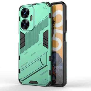 For Realme C55 Punk Armor 2 in 1 PC + TPU Shockproof Phone Case with Invisible Holder(Green)