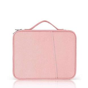 For 12.9-13 inch Laptop Portable Cloth Texture Leather Bag(Pink)