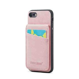 For iPhone SE 2022 / 2020 / 7 / 8 Fierre Shann Crazy Horse Card Holder Back Cover PU Phone Case(Pink)