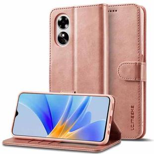 For OPPO A78 5G Global LC.IMEEKE Calf Texture Horizontal Flip Leather Case(Rose Gold)