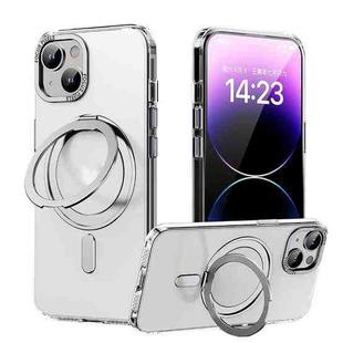 For iPhone 14 Plus 360 Rotating MagSafe Magnetic Skin Feel Phone Case(Silver)