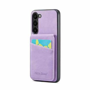 For Samsung Galaxy S23+ 5G Fierre Shann Crazy Horse Card Holder Back Cover PU Phone Case(Purple)