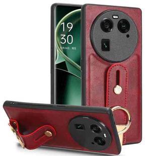 For OPPO Find X6 5G Wristband Leather Back Phone Case(Red)