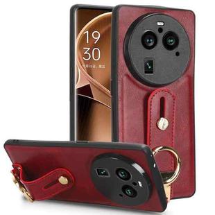 For OPPO Find X6 Pro 5G Wristband Leather Back Phone Case(Red)