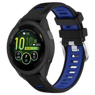 For Garmin Forerunner 265S 18mm Sports Two-Color Steel Buckle Silicone Watch Band(Black+Blue)