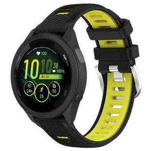 For Garmin Forerunner 265S 18mm Sports Two-Color Steel Buckle Silicone Watch Band(Black+Lime Green)