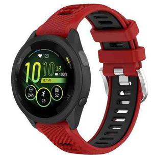 For Garmin Forerunner 265S 18mm Sports Two-Color Steel Buckle Silicone Watch Band(Red+Black)