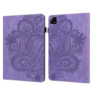 For Xiaomi Pad 6 / Pad 6 Pro Peacock Embossed Pattern Leather Tablet Case(Purple)