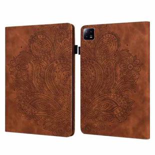 For Xiaomi Pad 6 / Pad 6 Pro Peacock Embossed Pattern Leather Tablet Case(Brown)