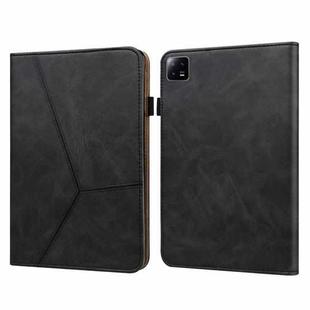 For Xiaomi Pad 6 / Pad 6 Pro Embossed Striped Leather Tablet Case(Black)