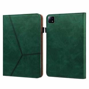 For Xiaomi Pad 6 / Pad 6 Pro Embossed Striped Leather Tablet Case(Green)