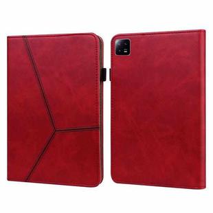 For Xiaomi Pad 6 / Pad 6 Pro Embossed Striped Leather Tablet Case(Red)