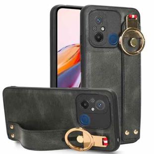 For Xiaomi Redmi 12C / Poco C55 Wristband Leather Back Phone Case(Green)