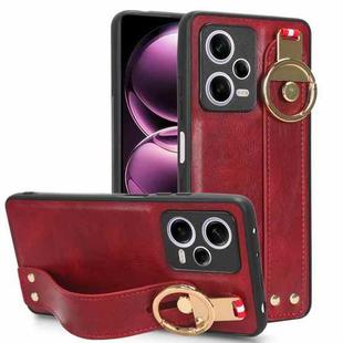 For Redmi Note 12 Pro 5G Global Wristband Leather Back Phone Case(Red)