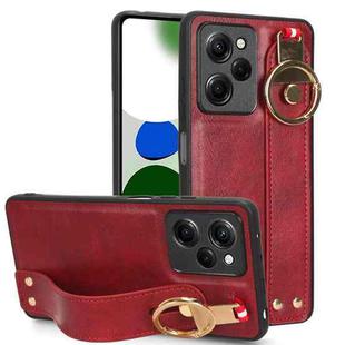 For Xiaomi Poco X5 Pro 5G Wristband Leather Back Phone Case(Red)