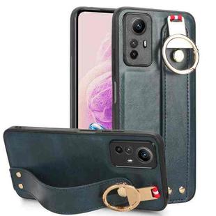 For Redmi Note 12S 4G Wristband Leather Back Phone Case(Blue)