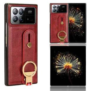 For Xiaomi Mix Fold 3 Wristband Leather Back Phone Case(Red)