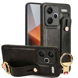 For Xiaomi Redmi Note 13 Pro+ Wristband Leather Back Phone Case(Black)