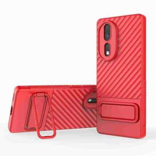 For Honor 80 5G Wavy Texture TPU Phone Case with Lens Film(Red)