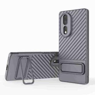 For Honor 80 5G Wavy Texture TPU Phone Case with Lens Film(Grey)