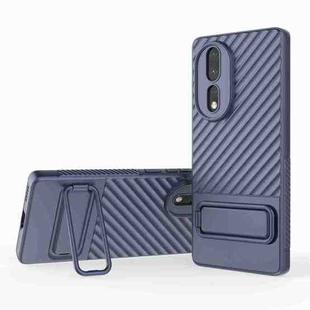 For Honor 80 5G Wavy Texture TPU Phone Case with Lens Film(Royal Blue)