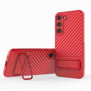 For Samsung Galaxy S23+ 5G Wavy Texture TPU Phone Case with Lens Film(Red)