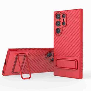 For Samsung Galaxy S23 Ultra 5G Wavy Texture TPU Phone Case with Lens Film(Red)