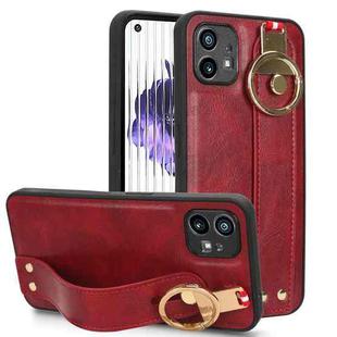 For Nothing Phone 1 Wristband Leather Back Phone Case(Red)