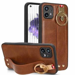 For Nothing Phone 1 Wristband Leather Back Phone Case(Brown)