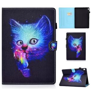 For Lenovo Tab M10 HD TB-X505F Colored Drawing Stitching Horizontal Flip Leather Case, with Holder & Card Slots & Sleep / Wake-up Function(Super Cat)