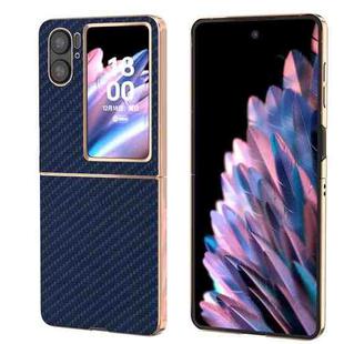 For OPPO Find N2 Flip Nano Electroplating Carbon Fiber Texture Phone Case(Navy Blue)