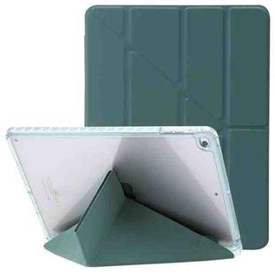 For iPad Air / Air 2 / 9.7 2018 / 2017 Clear Acrylic Deformation Leather Tablet Case(Dark Green)