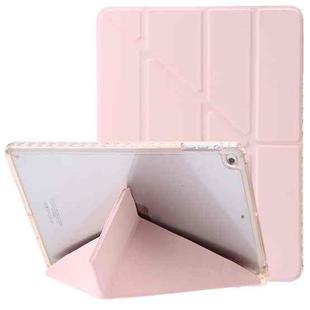 For iPad Air / Air 2 / 9.7 2018 / 2017 Clear Acrylic Deformation Leather Tablet Case(Pink)