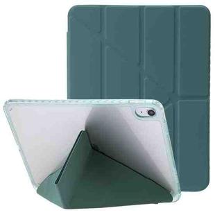 For iPad 10th Gen 10.9 2022 Clear Acrylic Deformation Leather Tablet Case(Dark Green)