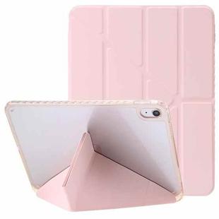 For iPad 10th Gen 10.9 2022 Clear Acrylic Deformation Leather Tablet Case(Pink)
