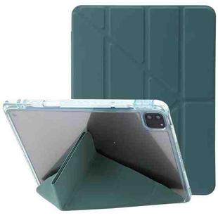 For iPad Pro 11 2022 / 2021 / 2020 Clear Acrylic Deformation Leather Tablet Case(Dark Green)