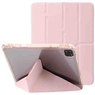Clear Acrylic Deformation Leather Tablet Case For iPad Pro 11 2022 / 2021 / 2020 / Air 10.9 2022 / 2020(Pink)