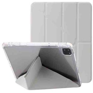 Clear Acrylic Deformation Leather Tablet Case For iPad Pro 11 2022 / 2021 / 2020 / Air 10.9 2022 / 2020(Grey)