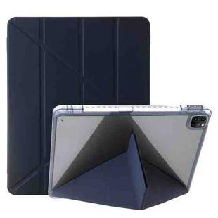 For iPad Pro 11 2022 / 2021 / 2020 Clear Acrylic Deformation Leather Tablet Case(Dark Blue)