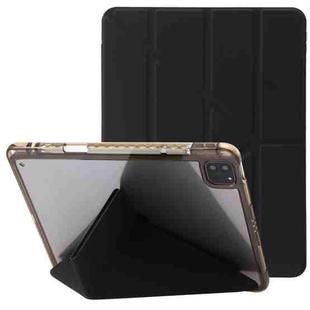 For iPad Pro 12.9 2022 / 2021 / 2020 Clear Acrylic Deformation Leather Tablet Case(Black)