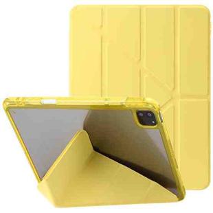 For iPad Pro 12.9 2022 / 2021 / 2020 Clear Acrylic Deformation Leather Tablet Case(Yellow)