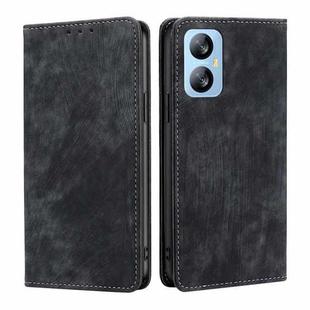For Blackview A52 RFID Anti-theft Brush Magnetic Leather Phone Case(Black)