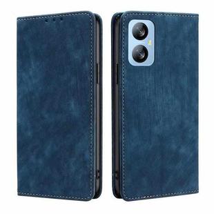 For Blackview A52 RFID Anti-theft Brush Magnetic Leather Phone Case(Blue)